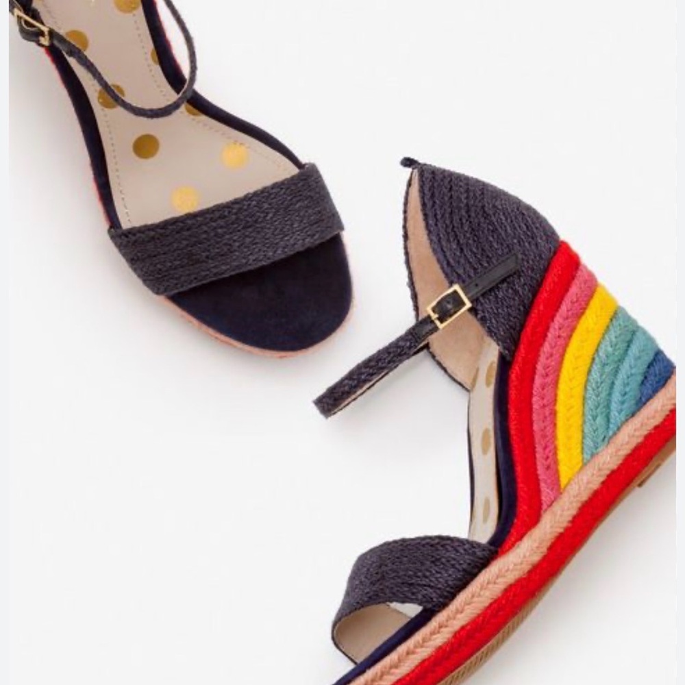 Boden Lily Rainbow Espadrille Wedge Sandals Size 6 (EU 37) Platform Ankle Strap